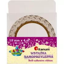 Titanum Tama dekoracyjna ecru w czarne kropki 15mm x 4m