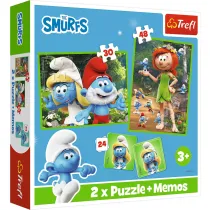 Puzzle 2w1 + memos Wesoe zabawy Smerfw TREFL