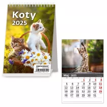 Helma Kalendarz 2025 Biurkowy pionowy Koty miesiczny