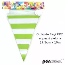 Penword Girlanda flagi w paski zielona 27.5cmx10m