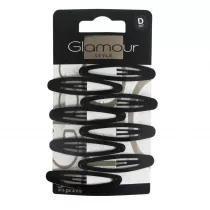 Glamour Owalne spinki do wosw Czarne 8 szt.