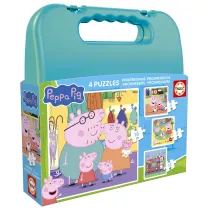 Puzzle 4w1 �winka Peppa walizka 113788 Educa