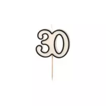 PartyDeco wieczka urodzinowa 30 biao-czarny 5,5cm