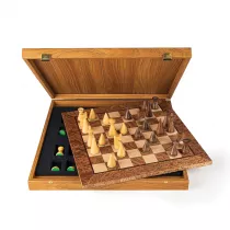 Walnut Chess Set, szachy w stylu nowoczesnym, brzowe i koci soniowej Manopoulos