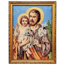 Obraz Haftowany �w. J�zef z dzieci�tkiem 42x32cm