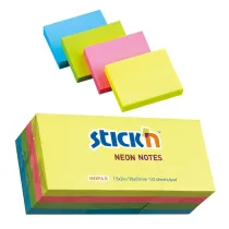 Stickn Paczka Notes samoprzylepny 38x51 mm 12 notesw po 100 kartek mix kolorw neon