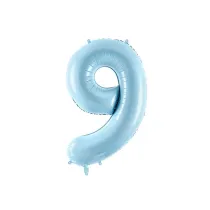 PartyDeco Balon foliowy 9 jasny niebieski 86cm