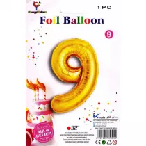 Mk Trade Balon foliowy cyfra 9 zoty 81 cm