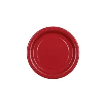 PartyDeco Talerzyki papierowe ciemny czerwony 18cm
