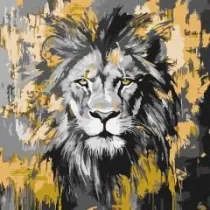 Malowanie po numerach - Zoty lew metal 40x40cm