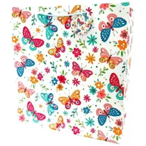 Fresh Torebka ozdobna matowa Motyle i Kwiaty 35x37x12cm
