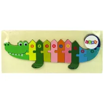 Drewniane puzzle Krokodyl liczby LeanToys