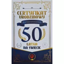 Yeku Karnet Certyfikat Urodzinowy 50 urodziny m�skie