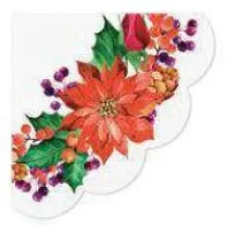 Paw Serwetka BN Decor Round Poinsettia with cones 32cm �rednicy, 12szt./op. - serwetka okr�g�a