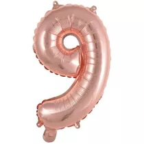 Amscan Balon foliowy mini cyfra 9 r�owe z�oto 30x40cm