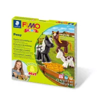 Staedtler Fimo Masa plastyczna termoutwardzalna Kids, Form&Play Kucyki, 42g, 4 kostki, zestaw z akcesoriami 4x42g