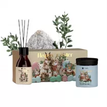 HiSkin Zestaw Happy Easter wieca sojowa Chocolate Eggs + dyfuzor zapachowy Garden Party 2 szt.