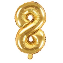 PartyDeco Balon foliowy Cyfra "8", 35cm, z�oty