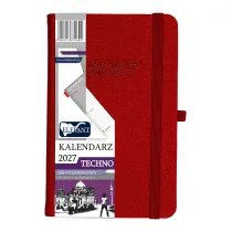 Kalendarz 2027 Techno A6 tygodniowy czerwony