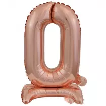 Amscan Balon foliowy mini cyfra 0 na stojaku r�owe z�oto