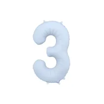 PartyDeco Balon foliowy Cyfra 3 mglisty niebieski 86cm