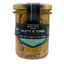 Compagnia Mediterranea Tu�czyk ��top�etwy filety w oliwie z oliwek extra virgin (s�oik) 135 g Bio