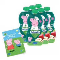 BoboVita Zestaw winka Peppa Mus jabko po 6 miesicu Zgrzewka + Kolorowanka Peppa GRATIS 6 x 100 g
