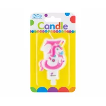 Godan �wieczka cyferka 3 z Jednoro�cem PF-SCJ3 7,8 cm