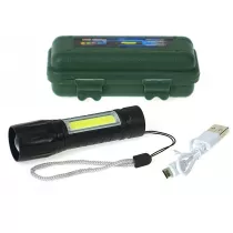 Latarka metalowa z adowark USB zmiennoogniskowa Adar
