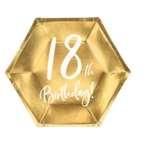 PartyDeco Talerzyki 18th Birthday z�ote 20cm