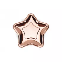PartyDeco Talerzyki gwiazdki r�owe z�oto 18cm 6 szt.