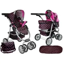 LeanToys W�zek spacer�wka 2w1 z torb� czarno-r�owy