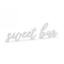 PartyDeco Drewniany napis Sweet bar bia�y 37x10cm