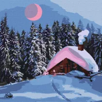Ideyka Malowanie po numerach - Za�nie�ona chata 40x40cm