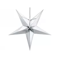 PartyDeco Gwiazda papierowa srebrna 70 cm