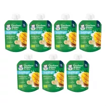 Gerber Organic Deser w tubce banany, mango z jogurtem i patkami zb po 6. miesicu Zgrzewka 7 x 80 g Bio