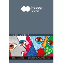 Happy Color Blok MIX MEDIA, ART, biay, A4, 200g, 25 arkuszy 200 g 25 kartek