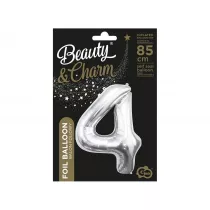 Godan Balon foliowy B&C cyfra 4 srebrna 85cm