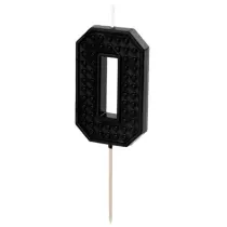 PartyDeco �wieczka urodzinowa 0 czarna 6cm