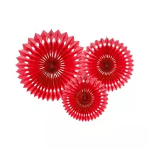 PartyDeco Rozety dekoracyjne czerwone 20-30cm