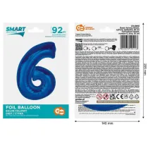 Godan Balon foliowy smart cyfra 6 niebieska 92 cm