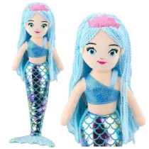 Leantoys Syrenka pluszowa ogon z cekinami niebieska 48cm