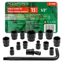 Rockforce / Wmc Rockforce nasadki udarowe kpl. 15el.1/2" 6-k�t. (10-32mm)