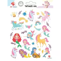 Tatuae zmywalne dla dzieci Jednoroce syrenki XXL All4Kids