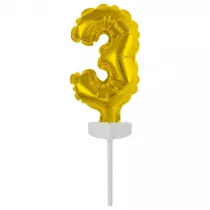 Amscan Balon foliowy mini cyfra 3 z�ota 7x12cm