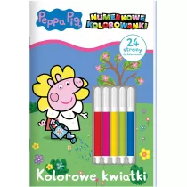 Peppa Pig. Numerkowe kolorowanki. Kolorowe kwiatki