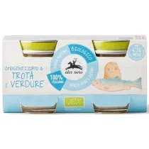 Alce Nero Krem z pstr�ga z warzywami bezglutenowy od 4 miesi�ca 2 x 80 g Bio