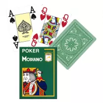 Poker 4 Jumbo Index, karty, ciemnozielone Modiano