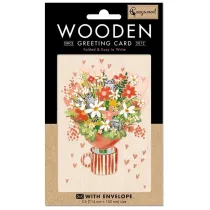 Cozywood Karnet drewniany C6 + koperta Bukiet z kotami