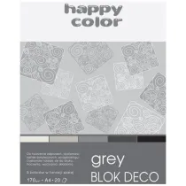 Happy Color Blok Deco Grey, 5 kolorw, A4, 170g, 20 arkuszy 170 g 20 kartek